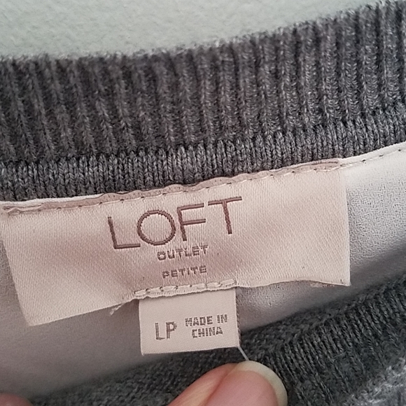 Loft Sweater Mixed Media Split Back Petite Large - Picture 6 of 8